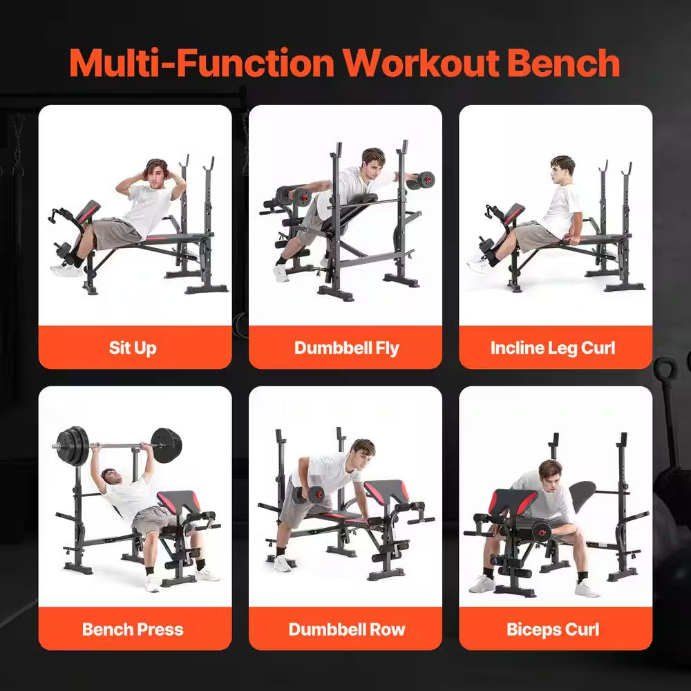 660 Lbs. Weight Bench, Multi-Functional Adjustable Weight Bench Press for Full Body Workout, Quick Folding