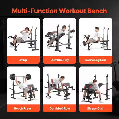 660 Lbs. Weight Bench, Multi-Functional Adjustable Weight Bench Press for Full Body Workout, Quick Folding