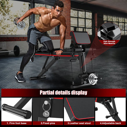 7 Positions Adjustable Weight Bench,With Extended Headrest and Leg Extension,Foldable Workout Olympic Weight Bench Press for Full Body Strength Training,Maximum Weight 770 Lbs.