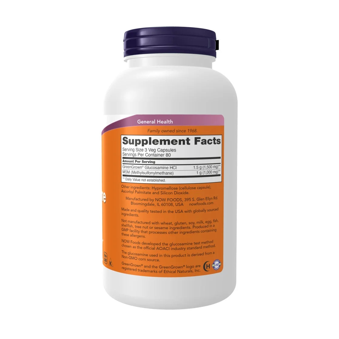 Supplements, Glucosamine & MSM (Greengrown® Glucosamine), Vegetarian, 240 Veg Capsules