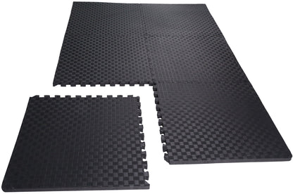 Fitness Interlocking Exercise Floor Mat, 24 Square Feet, Black