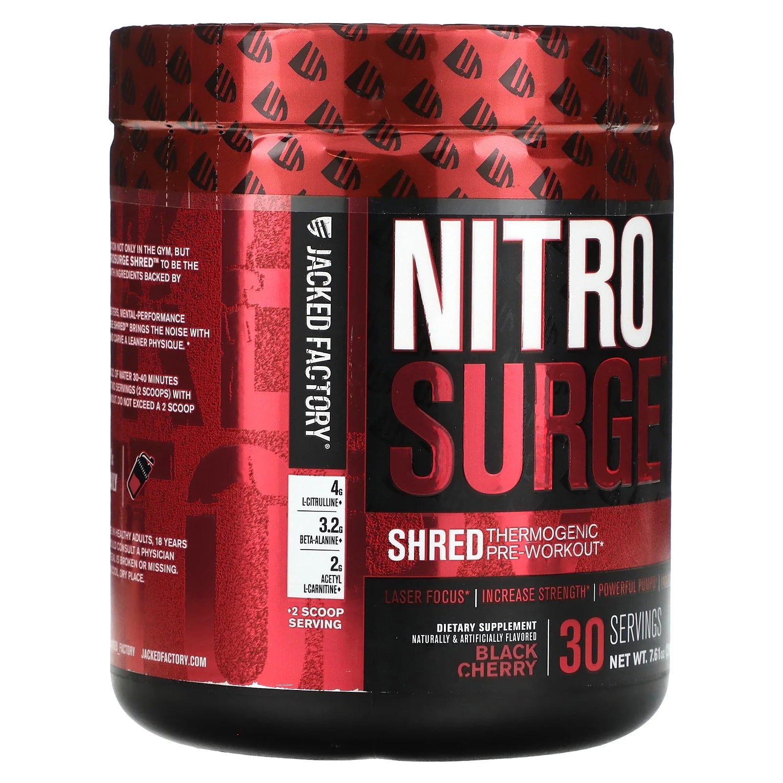 Nitrosurge Shred Pre Workout Supplement -30Sv, Black Cherry