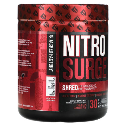 Nitrosurge Shred Pre Workout Supplement -30Sv, Black Cherry