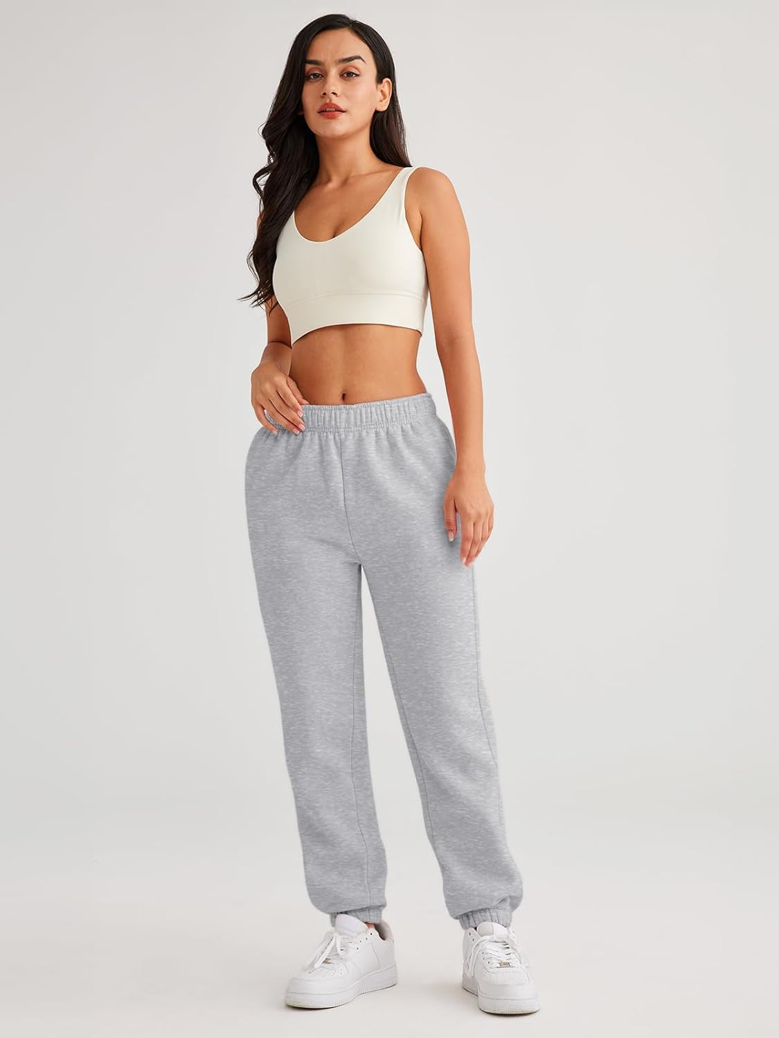 Women’S Winter Casual Baggy Fleece Lined Sweatpants Fashion High Waisted Joggers Pants Athletic Clothes with Pockets