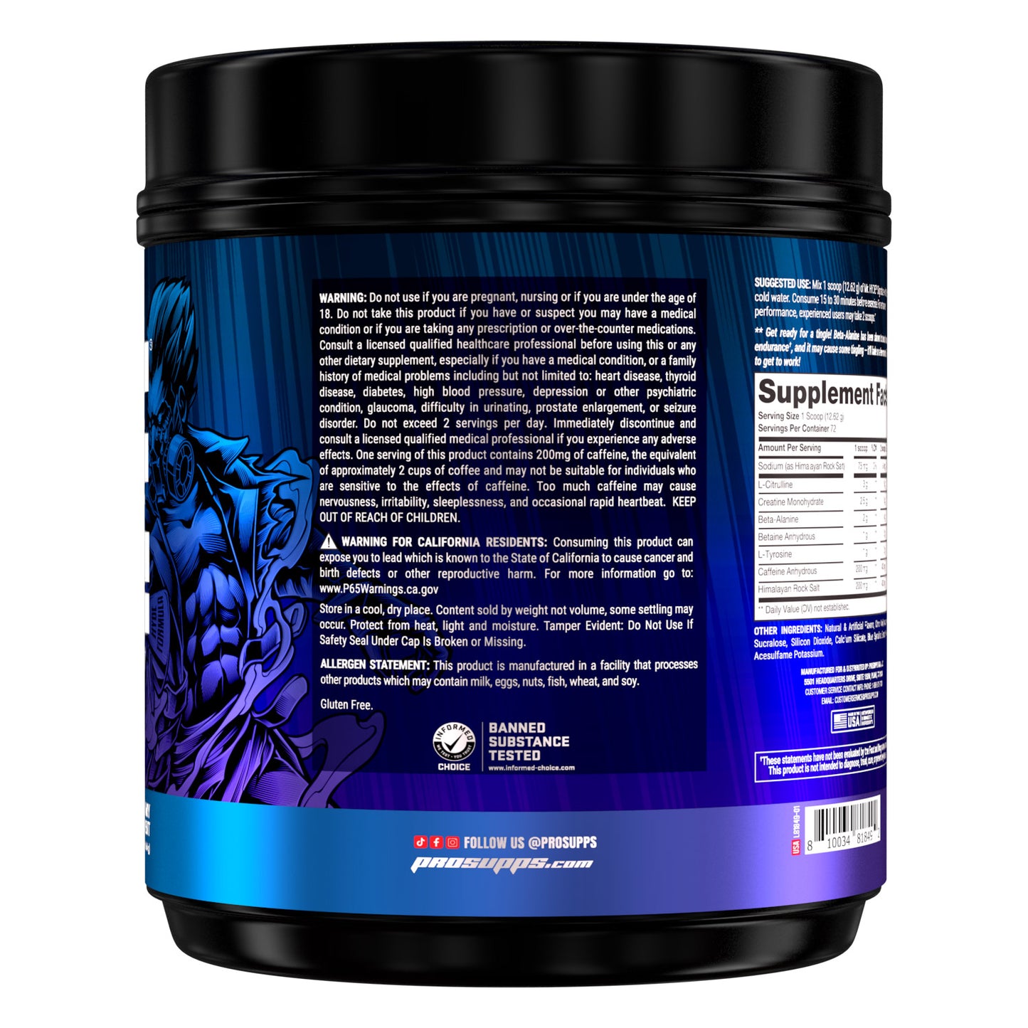 Mr. Hyde Signature Pre-Workout Blue Razz with Creatine, 72 Servings