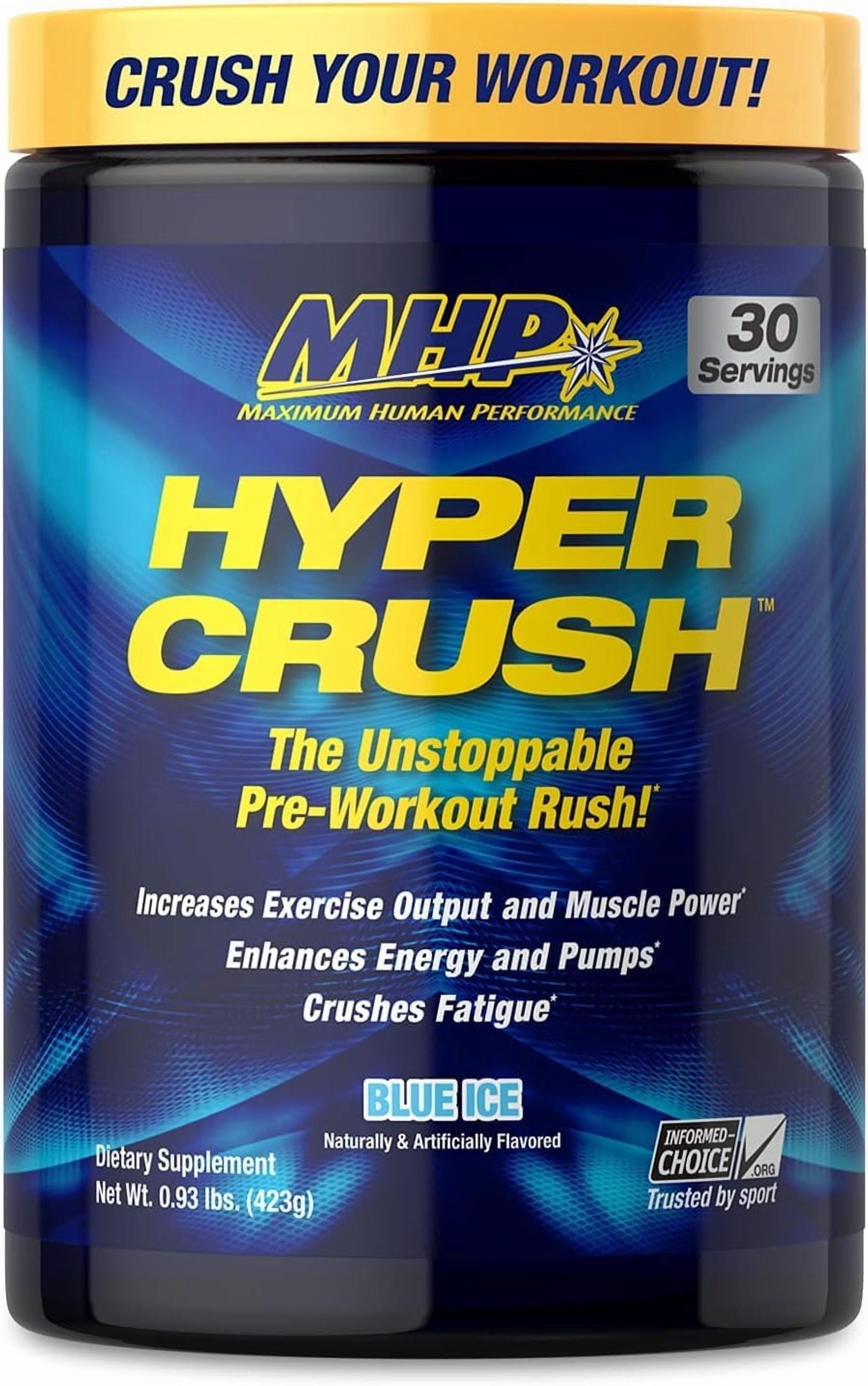 Hyper Crush Pre-Workout Powder – Energy, Pumps & Fatigue Support – 3 G Creatine, Citrulline, 350 Mg Caffeine – Blue Ice, 30 Servings