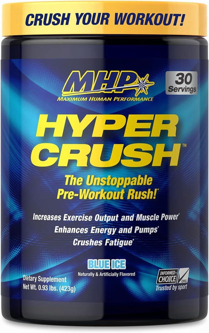 Hyper Crush Pre-Workout Powder – Energy, Pumps & Fatigue Support – 3 G Creatine, Citrulline, 350 Mg Caffeine – Blue Ice, 30 Servings