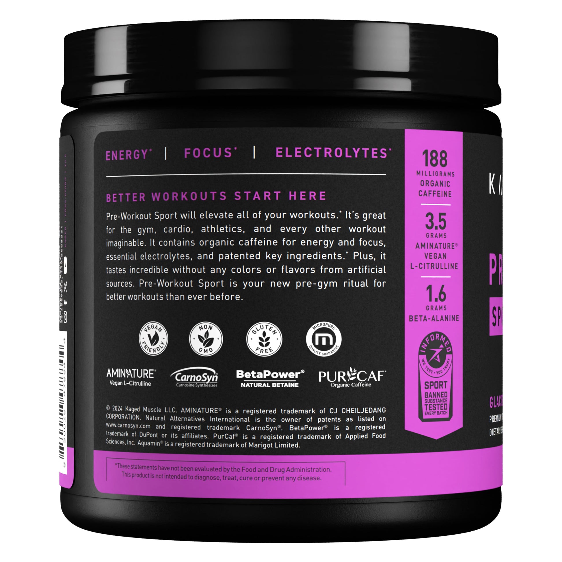 Pre- Sport Pre-Workout - Glacier Grape (9.38 Oz. / 20 Servings)