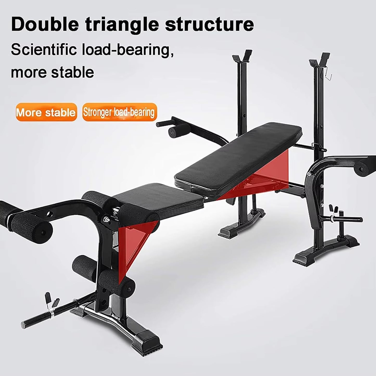 Standard Weight Bench Bench Press Set with Preacher Curl Pad and Leg Developer Weight Lifting Full-Body Workout Equipment for Ho