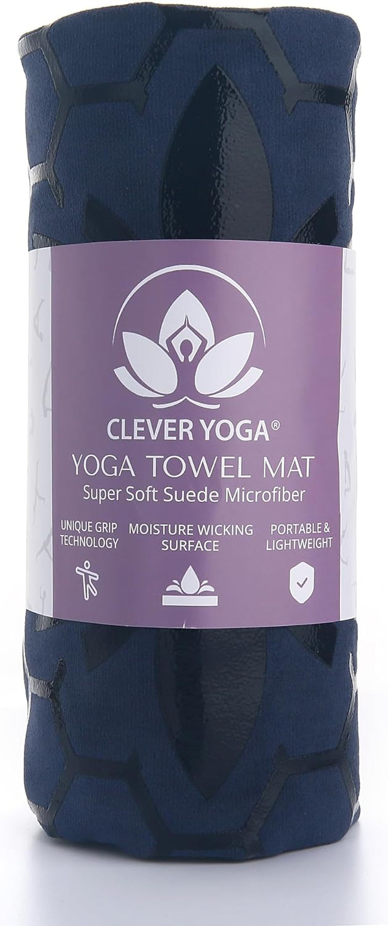 Non-Slip Hot Yoga Towel – Non-Slip Grip for Hot Yoga, Sweat Absorbent, Honeycomb Silicone Grip, Stays Flat – Ideal for Pilates, Travel, Washable & Lightweight - Dark Blue