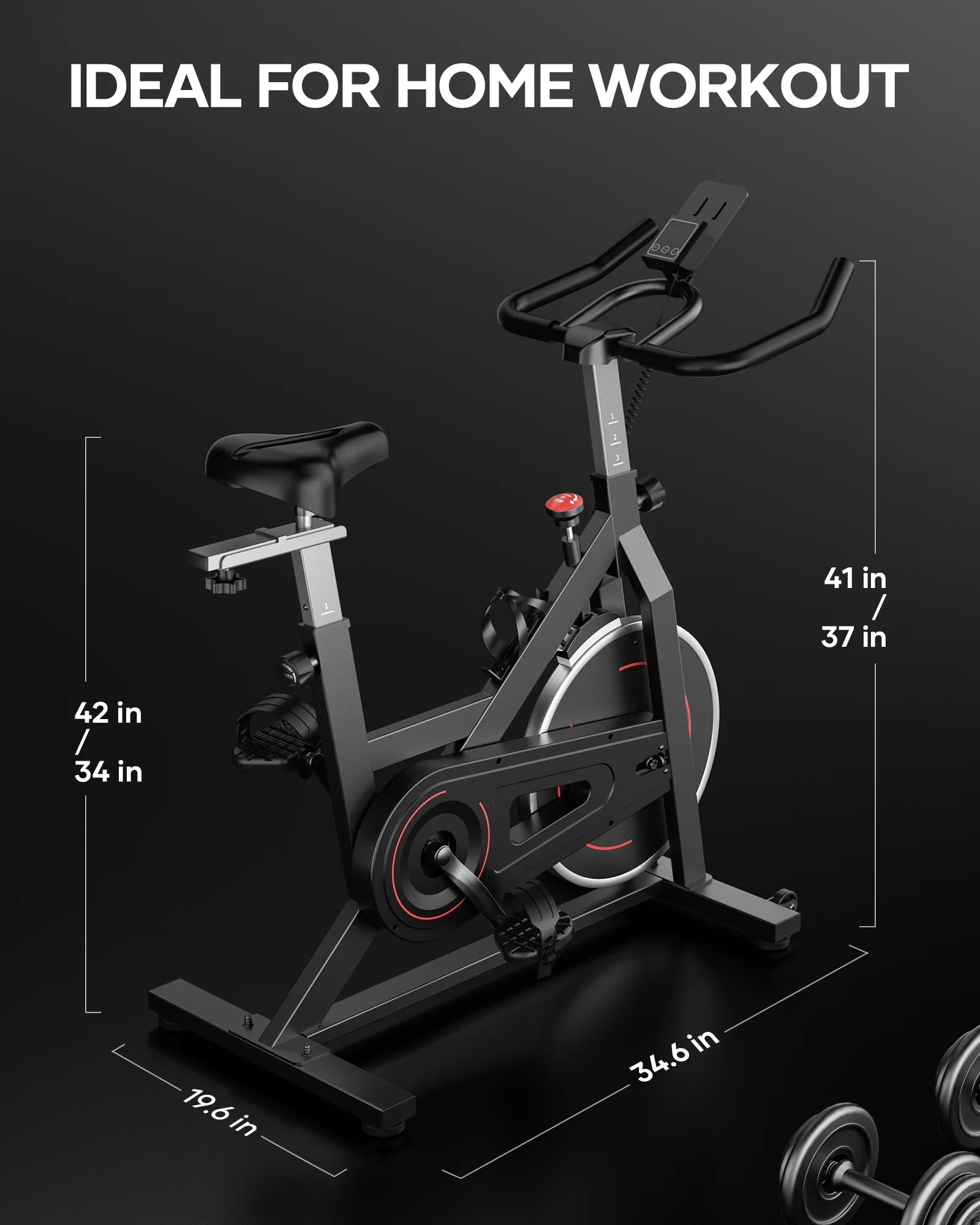 Exercise Bike Indoor Cycling Bike with 300Lbs Big Seat Cushion for Home Cardio Leg Workout