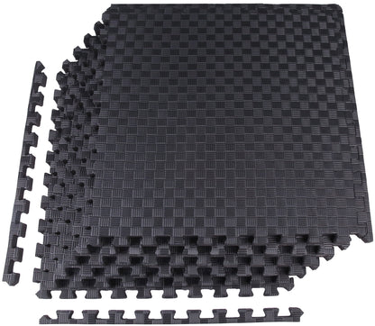 Fitness Interlocking Exercise Floor Mat, 24 Square Feet, Black