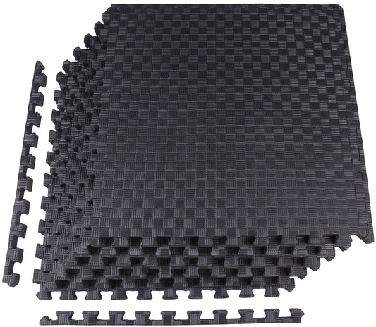 Fitness Interlocking Exercise Floor Mat, 24 Square Feet, Black
