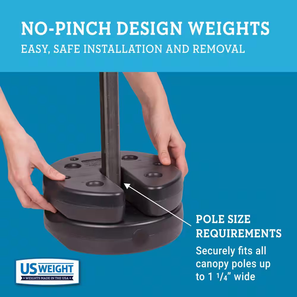 40 Lbs. Black US Weight Canopy Weight Plates with Carry Strap (Set of 4)