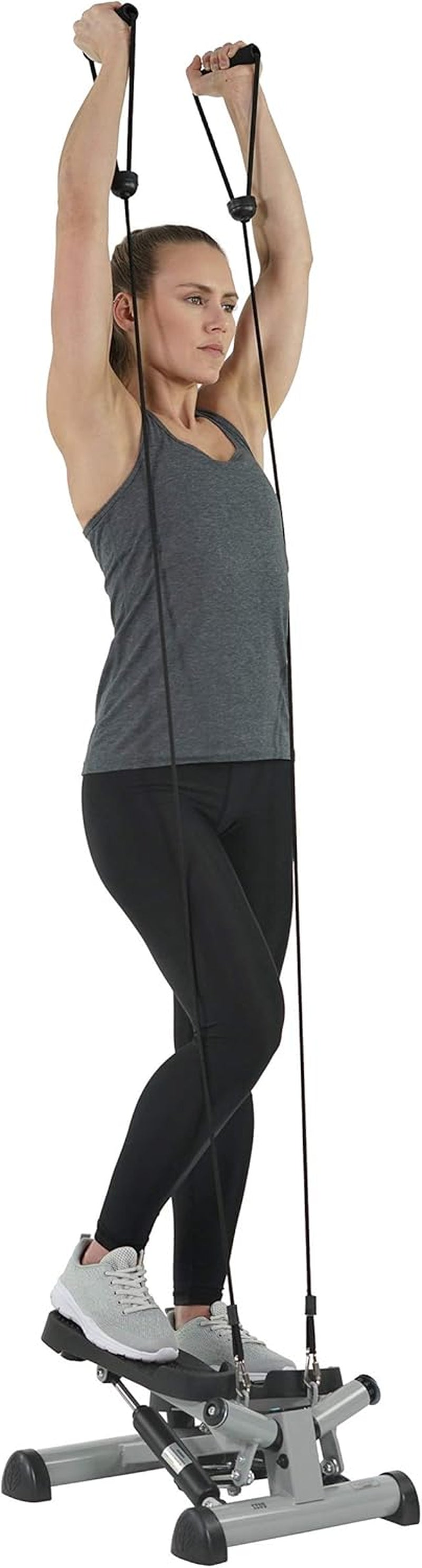 Mini Stepper Steppers for Exercise at Home Stair Step Cardio Thigh Master Workout Equipment Fitness Pedal Exerciser Non-Slip Pedals with Resistance Bands LCD Digital Monitor Climber