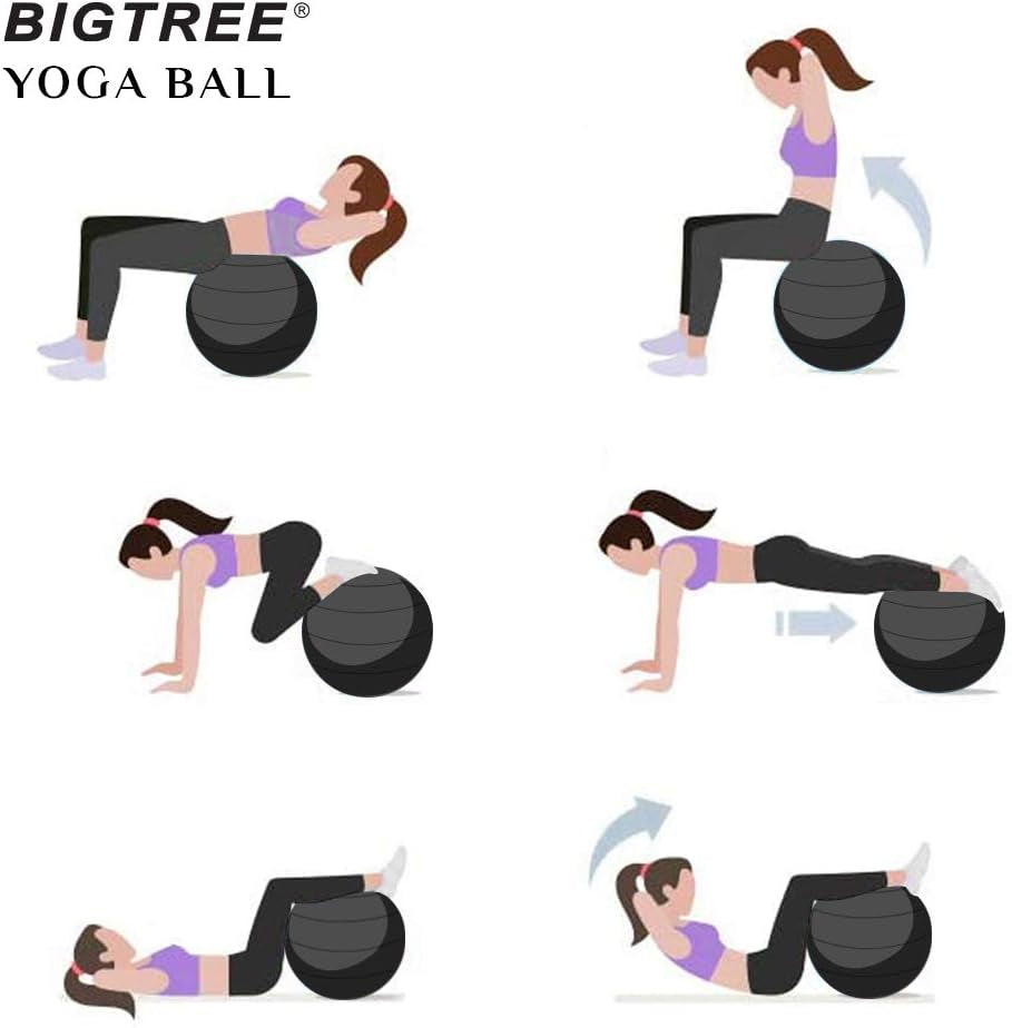 Yoga Ball 2022 Upgrade Exercise Fitness Core Stability Balance Strength 600 Lbs Capacity Anti-Burst Heavy Duty Prenatal Birthing Yogaball for Office Home Gym