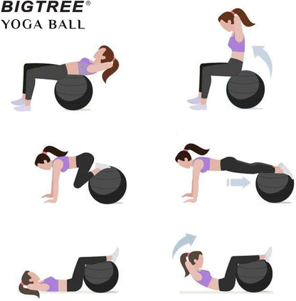 Yoga Ball 2022 Upgrade Exercise Fitness Core Stability Balance Strength 600 Lbs Capacity Anti-Burst Heavy Duty Prenatal Birthing Yogaball for Office Home Gym