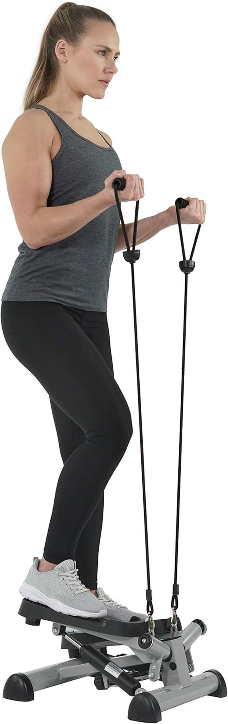 Mini Stepper Steppers for Exercise at Home Stair Step Cardio Thigh Master Workout Equipment Fitness Pedal Exerciser Non-Slip Pedals with Resistance Bands LCD Digital Monitor Climber