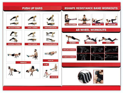 Ab Roller Wheel 17 in 1, Ab Wheel Workout Equipment Kit with Resistance Bands, Knee Mat, Jump Rope, Push - Up Bar, Ab Wheel Roller for Gym and Home Workout Unisex Abdominal Wheel for Core Strength BlackAb Roller Wheel 17 in 1, Ab Wheel Workout Equipment Kit with Resistance Bands, Knee Mat, Jump Rope, Push - Up Bar, Ab Wheel Roller for Gym and Home Workout Unisex Abdominal Wheel for Core Strength Black