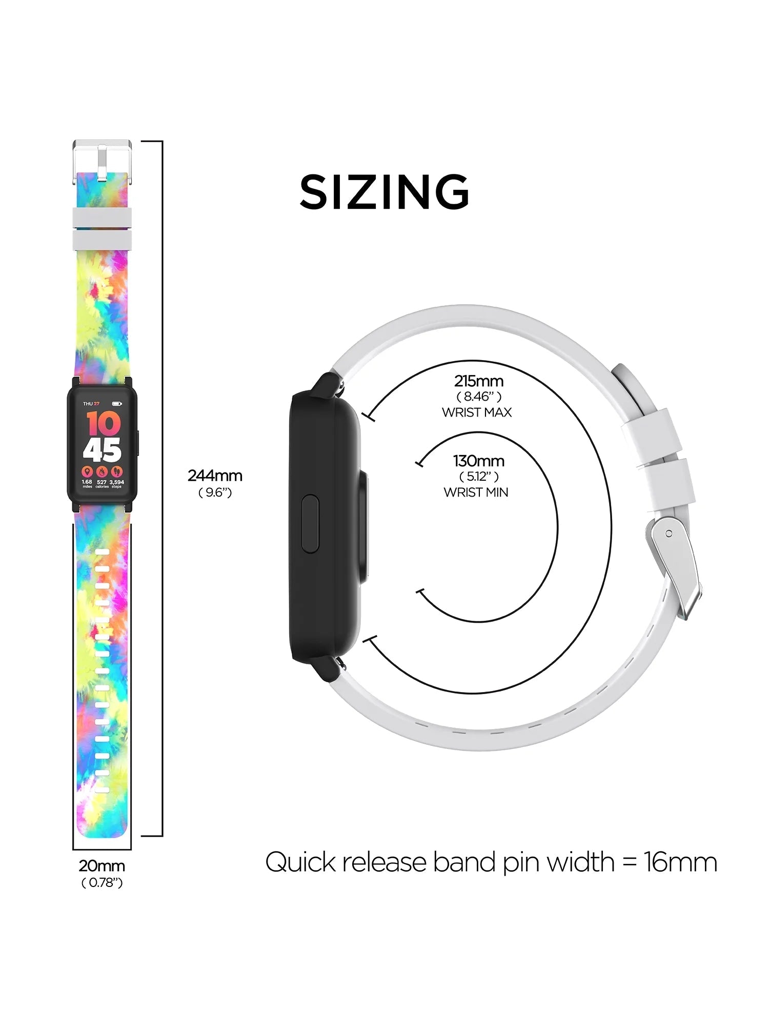 Active 3 Unisex Adult Smartwatch Fitness Tracker, Tie Dye, Silicone Strap-Nature Fitness