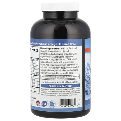 Elite Omega-3 Fish Oil Gems Softgels, 1250 Mg, 240 Ct