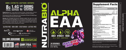 Alpha EAA - All - Day Aminos - Recovery, Energy, Focus, and Hydration Supplement - Full Spectrum EAA BCAA Matrix, Electrolytes, Nootropics, Coconut Water - 30 Servings - Grape Berry CrushAlpha EAA - All - Day Aminos - Recovery, Energy, Focus, and Hydration Supplement - Full Spectrum EAA BCAA Matrix, Electrolytes, Nootropics, Coconut Water - 30 Servings - Grape Berry Crush