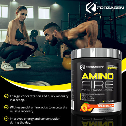 Amino Energy + BCAA Amino Acids - Energy | Focus | Endurance | Reaction | 40 Servings of Amazing Flavors | Amino Fire (Peach Mango)Amino Energy + BCAA Amino Acids - Energy | Focus | Endurance | Reaction | 40 Servings of Amazing Flavors | Amino Fire (Peach Mango)