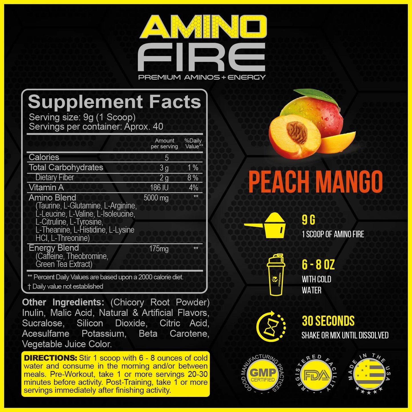 Amino Energy + BCAA Amino Acids - Energy | Focus | Endurance | Reaction | 40 Servings of Amazing Flavors | Amino Fire (Peach Mango)Amino Energy + BCAA Amino Acids - Energy | Focus | Endurance | Reaction | 40 Servings of Amazing Flavors | Amino Fire (Peach Mango)