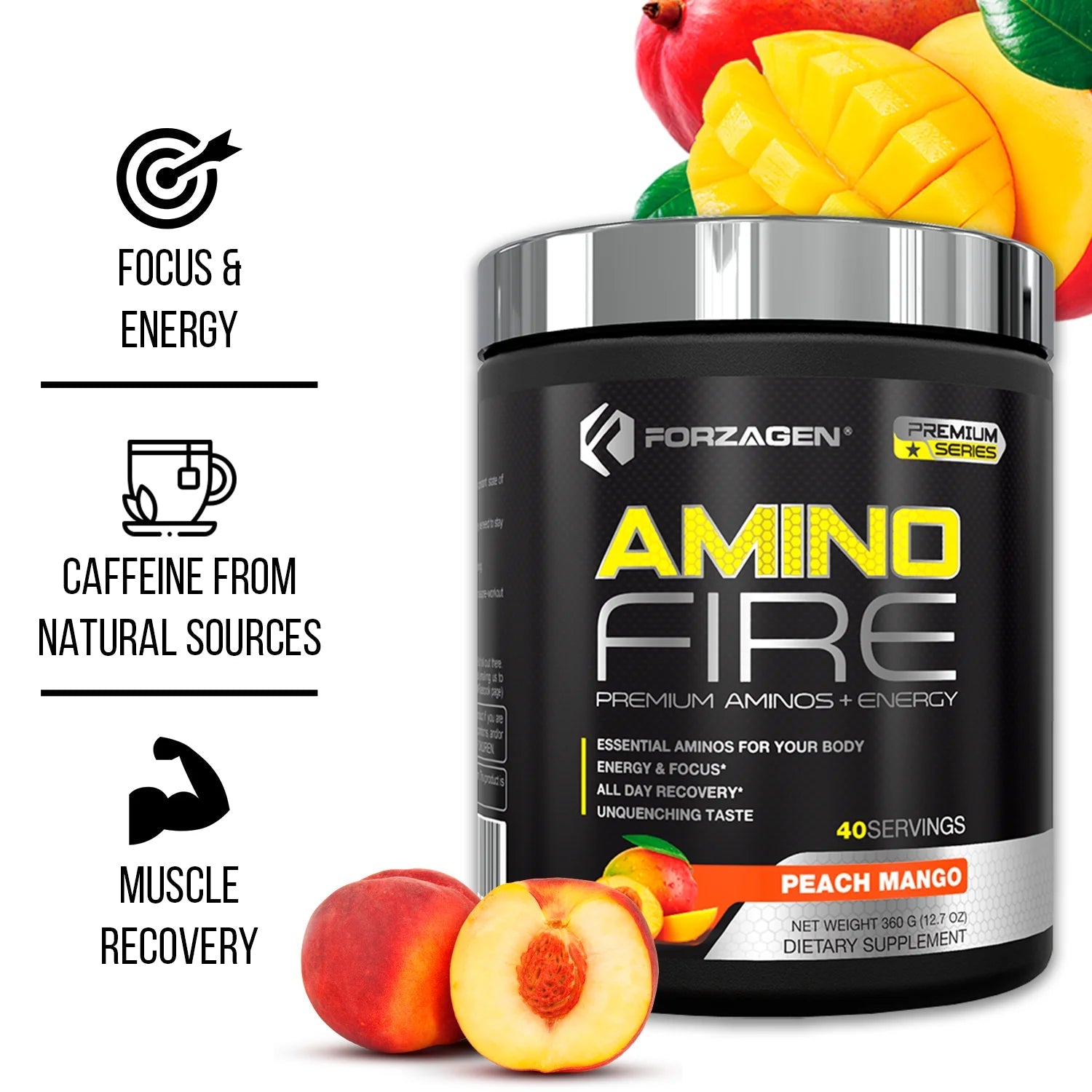 Amino Energy + BCAA Amino Acids - Energy | Focus | Endurance | Reaction | 40 Servings of Amazing Flavors | Amino Fire (Peach Mango)Amino Energy + BCAA Amino Acids - Energy | Focus | Endurance | Reaction | 40 Servings of Amazing Flavors | Amino Fire (Peach Mango)