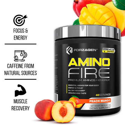 Amino Energy + BCAA Amino Acids - Energy | Focus | Endurance | Reaction | 40 Servings of Amazing Flavors | Amino Fire (Peach Mango)Amino Energy + BCAA Amino Acids - Energy | Focus | Endurance | Reaction | 40 Servings of Amazing Flavors | Amino Fire (Peach Mango)