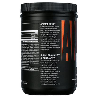 Animal Fury, Pre Workout Powder Supplement for Energy and Focus, Blue Raspberry, 30 ServingsAnimal Fury, Pre Workout Powder Supplement for Energy and Focus, Blue Raspberry, 30 Servings