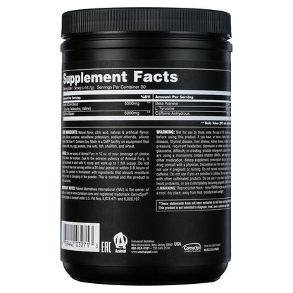 Animal Fury, Pre Workout Powder Supplement for Energy and Focus, Blue Raspberry, 30 ServingsAnimal Fury, Pre Workout Powder Supplement for Energy and Focus, Blue Raspberry, 30 Servings