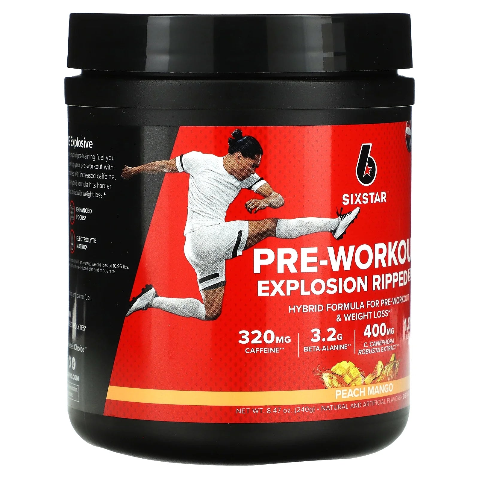 Pre-Workout Explosion Ripped 2.0, Peach Mango, 8.47 Oz (240 G)