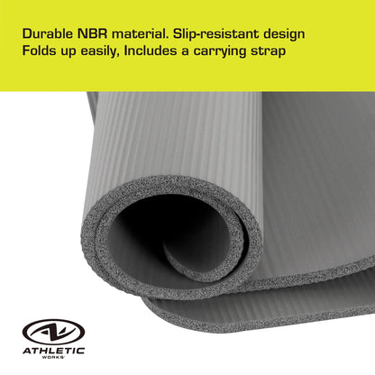 (3 Pack)  12Mm Fitness Mat, NBR Foam Gray Color, with Carry Strap, Size: 72Inx23.5Inx12Mm
