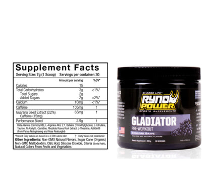 Gladiator Pre-Workout Drink Mix - Strawberry Lemonade, 30 Servings