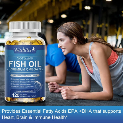 (3 Pack)Fish Oil Omega 3 Supplements - Supports Heart Health, 1000 Mg Fish Oil, Omega-3, EPA&DHA,120 Softgels