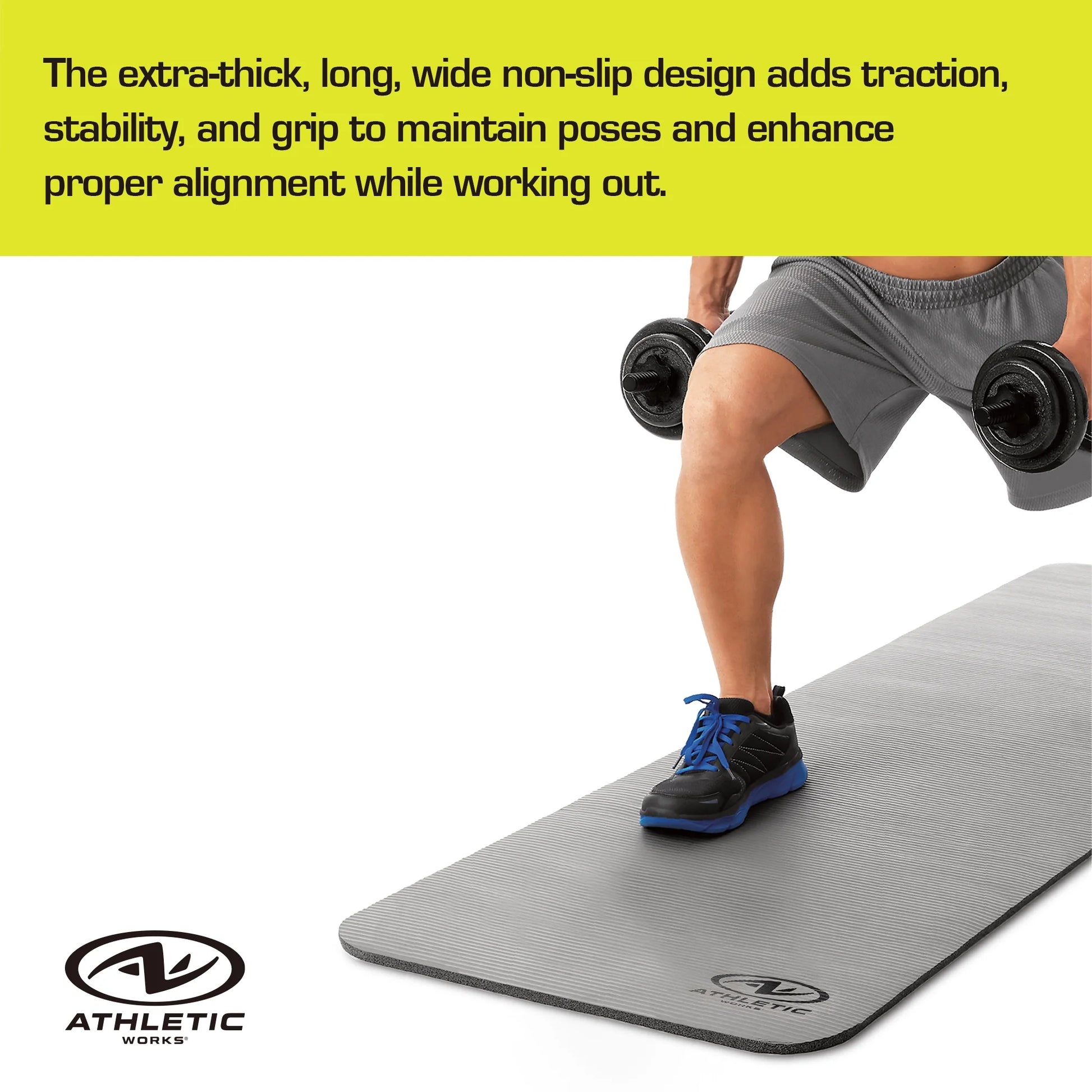 (3 Pack)  12Mm Fitness Mat, NBR Foam Gray Color, with Carry Strap, Size: 72Inx23.5Inx12Mm