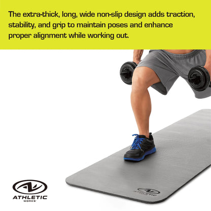 (3 Pack)  12Mm Fitness Mat, NBR Foam Gray Color, with Carry Strap, Size: 72Inx23.5Inx12Mm