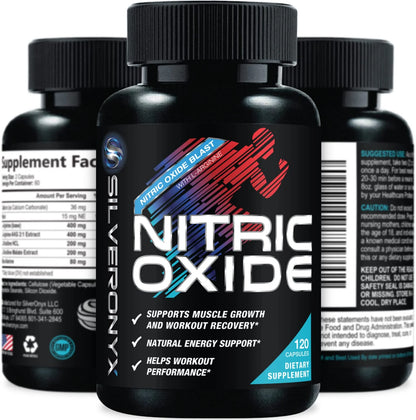 Extra Strength Nitric Oxide Supplement 3X Strength L Arginine, Citrulline Malate, AAKG, Beta Alanine - Premium Muscle Supporting Nitric Booster - Natural Energy & Heart Health Support - 120 Capsules