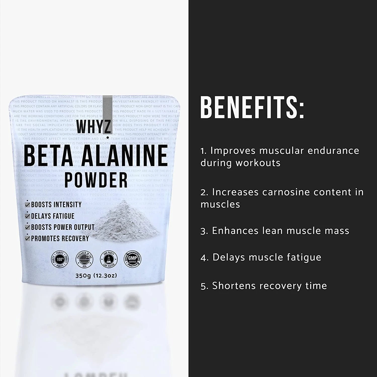 Beta Alanine Powder, Promotes Recovery, 350G, 467 ServingsBeta Alanine Powder, Promotes Recovery, 350G, 467 Servings
