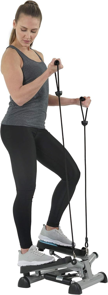 Mini Stepper Steppers for Exercise at Home Stair Step Cardio Thigh Master Workout Equipment Fitness Pedal Exerciser Non-Slip Pedals with Resistance Bands LCD Digital Monitor Climber