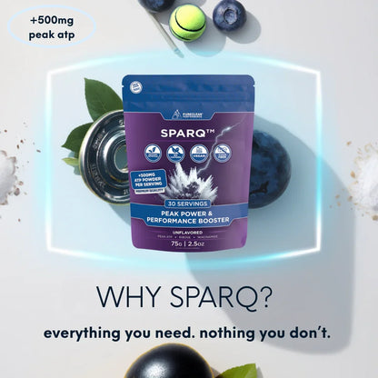SPARQ Peak ATP Power & Performance Booster – 500Mg ATP, D-Ribose, DMG & NAD+ – Boosts Muscle Mass, Energy, Stamina, Strength & Recovery – Caffeine-Free Pre-Workout Powder