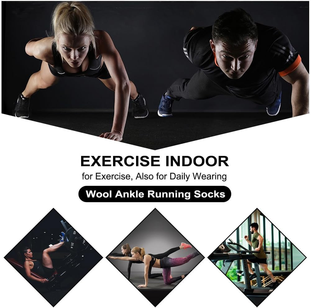 Merino Wool Compression Support Ankle Running Hiking Socks for Men Women, Soft Thick Cushion Tab Socks 3/6 Pairs