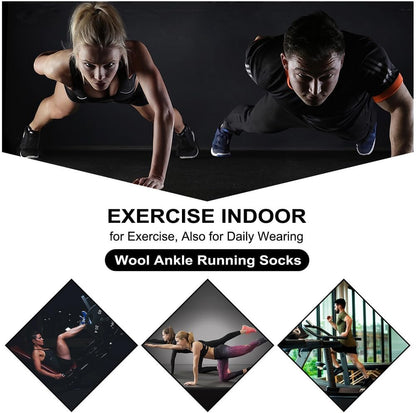 Merino Wool Compression Support Ankle Running Hiking Socks for Men Women, Soft Thick Cushion Tab Socks 3/6 Pairs