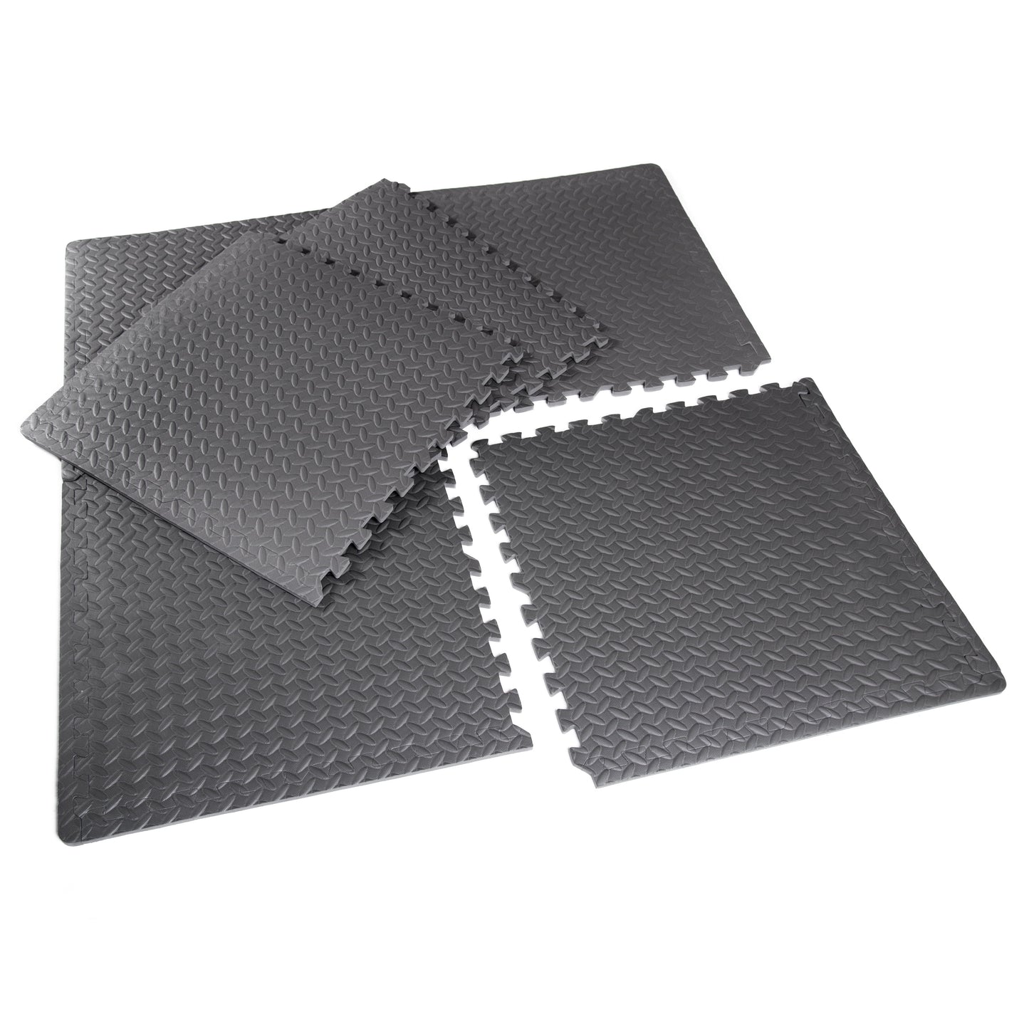 (2 Pack)  22.3" X 22.3" Gray Foam Interlocking Floor Mats, 6 Piece