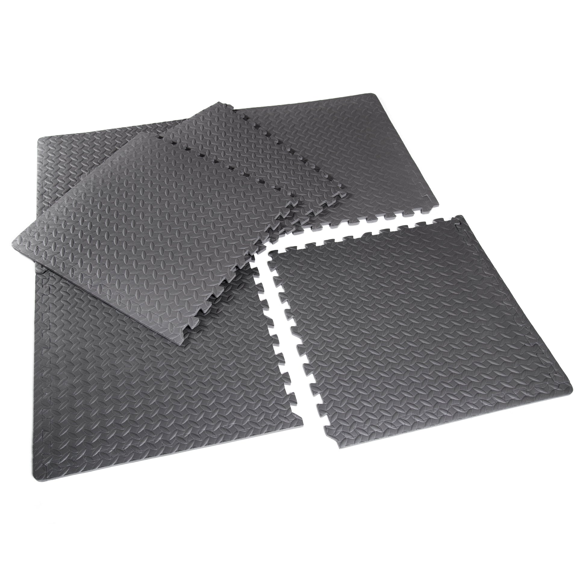 (2 Pack)  22.3" X 22.3" Gray Foam Interlocking Floor Mats, 6 Piece