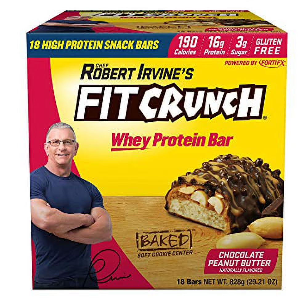 Fit Crunch Chef Robert Irvine S Whey Protein Bars 18 Count Chocolate Peanut Butter