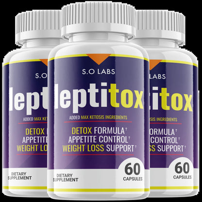 (3 Pack) Leptitox - Pills for Weight Loss - Energy Boosting Dietary Supplements for Weight Management and Metabolism - Advanced Ketogenic Ketones - 180 Capsules