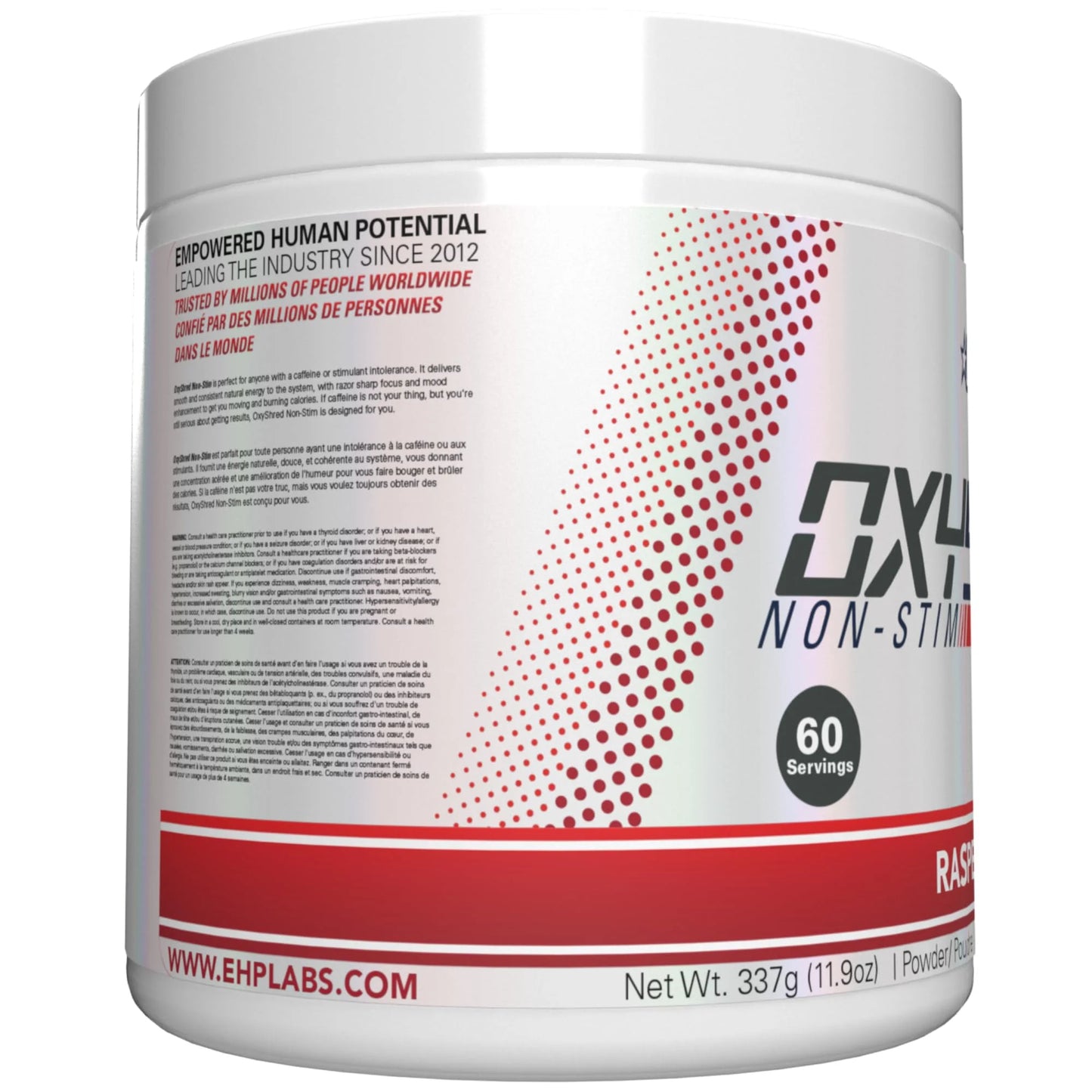 Oxyshred Non Stimulant Pre Workout Powder - Stim Free, Caffeine Free Preworkout for Men & Women - Non Stim Preworkout - Sugar Free Energy Powder - Raspberry, 60 Servings