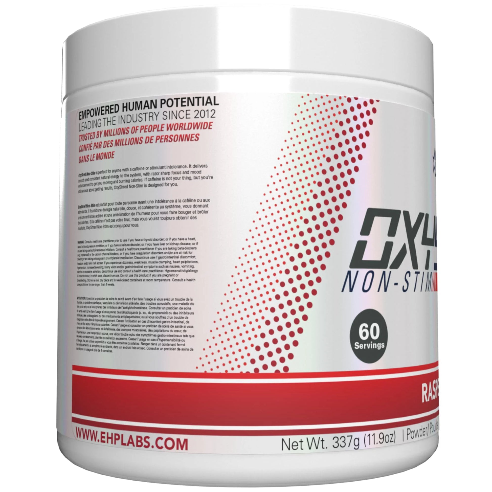 Oxyshred Non Stimulant Pre Workout Powder - Stim Free, Caffeine Free Preworkout for Men & Women - Non Stim Preworkout - Sugar Free Energy Powder - Raspberry, 60 Servings